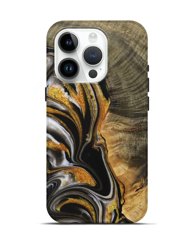 iPhone 15 Pro Wood Live Edge Phone Case - Brenden (Black & White, 730988)