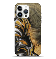 iPhone 15 Pro Max Wood Live Edge Phone Case - Brenden (Black & White, 730988)