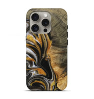 iPhone 16 Pro Wood Live Edge Phone Case - Brenden (Black & White, 730988)