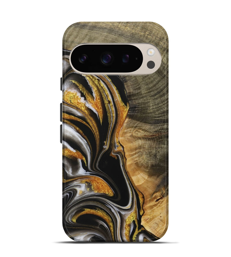 Pixel 9 Wood Live Edge Phone Case - Brenden (Black & White, 730988)