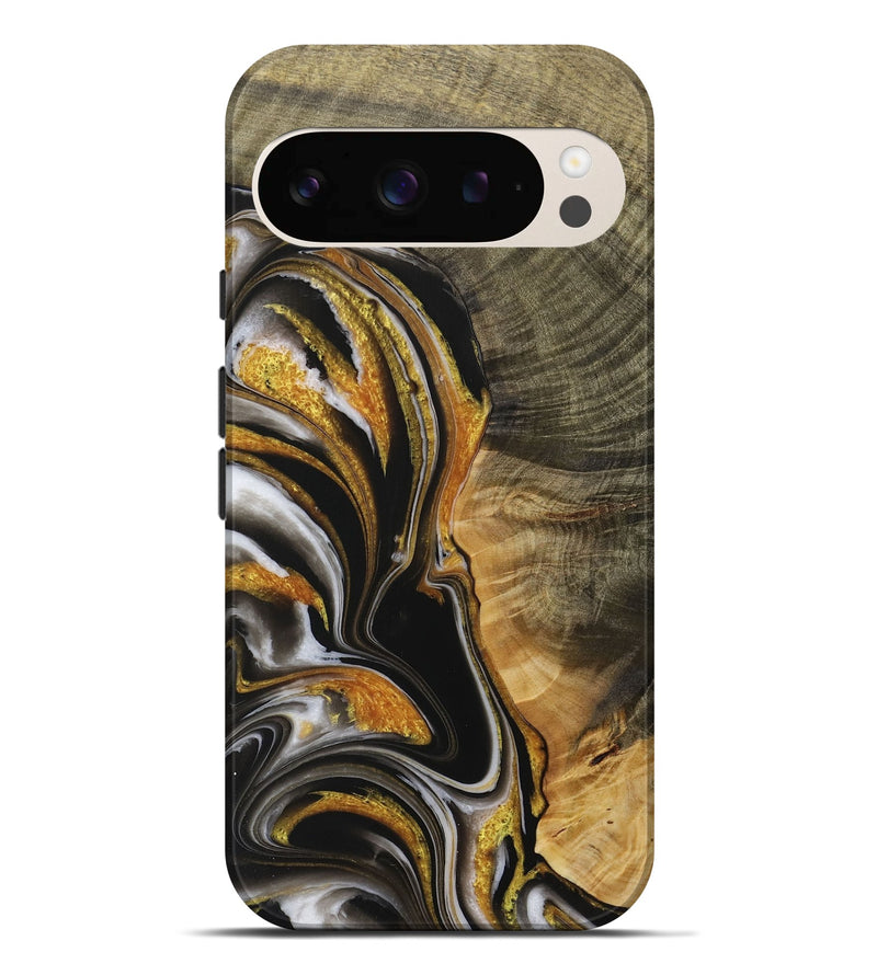 Pixel 9 Pro XL Wood Live Edge Phone Case - Brenden (Black & White, 730988)