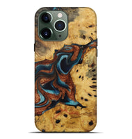 iPhone 13 Pro Max Wood Live Edge Phone Case - Renata (Teal & Gold, 730990)