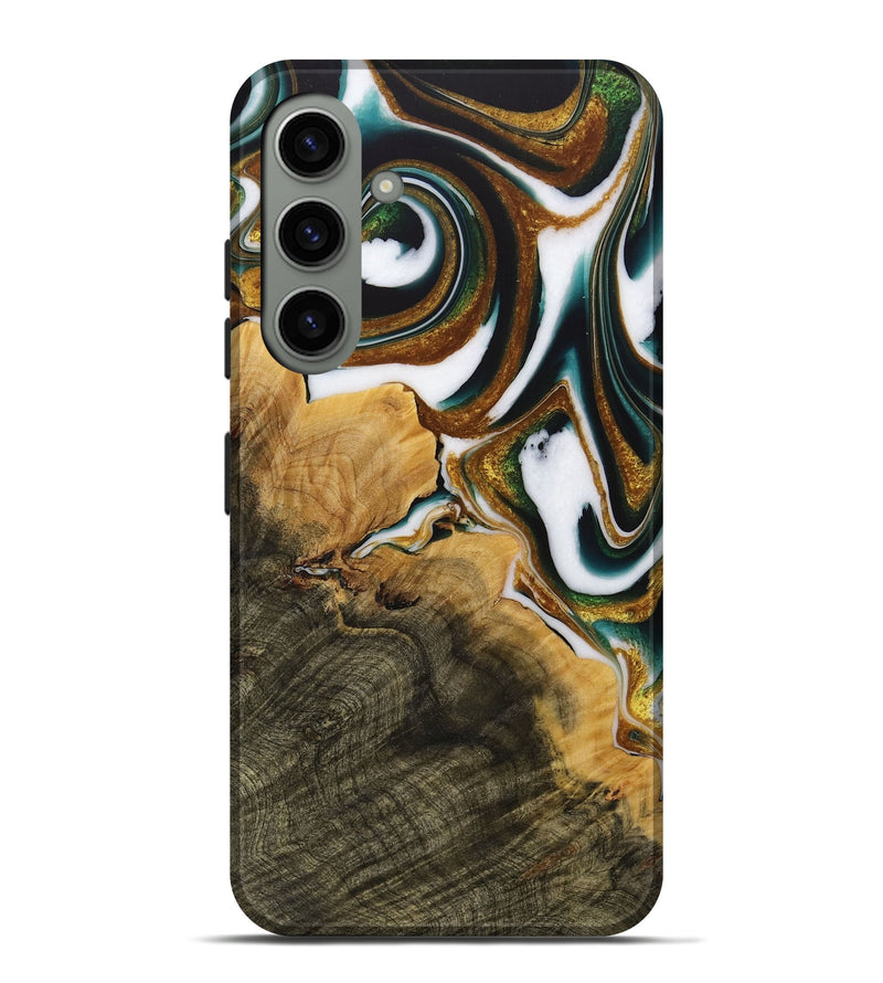 Galaxy S24 Plus Wood Live Edge Phone Case - Huppert (Teal & Gold, 730991)