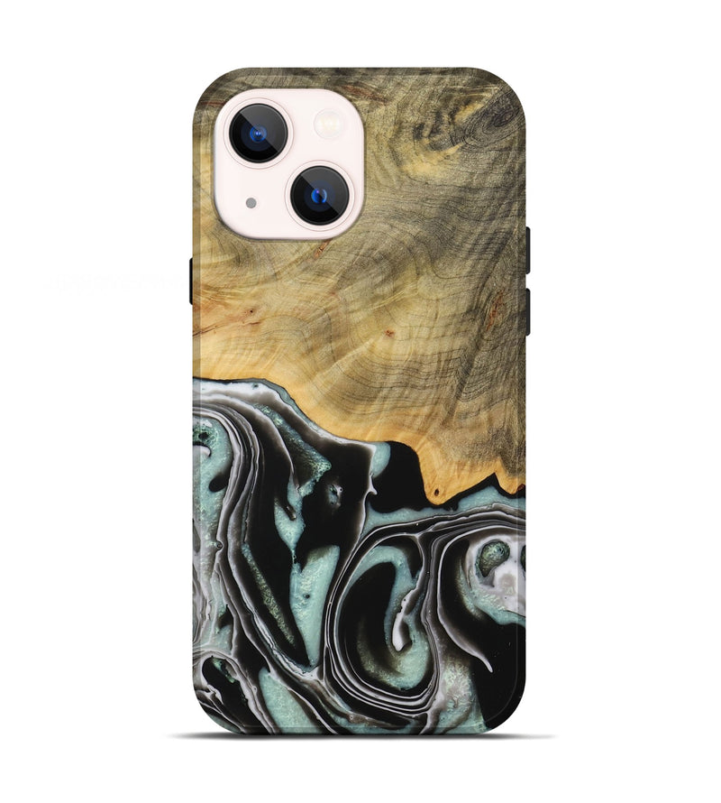 iPhone 13 Wood Live Edge Phone Case - Emilda (Green, 730993)