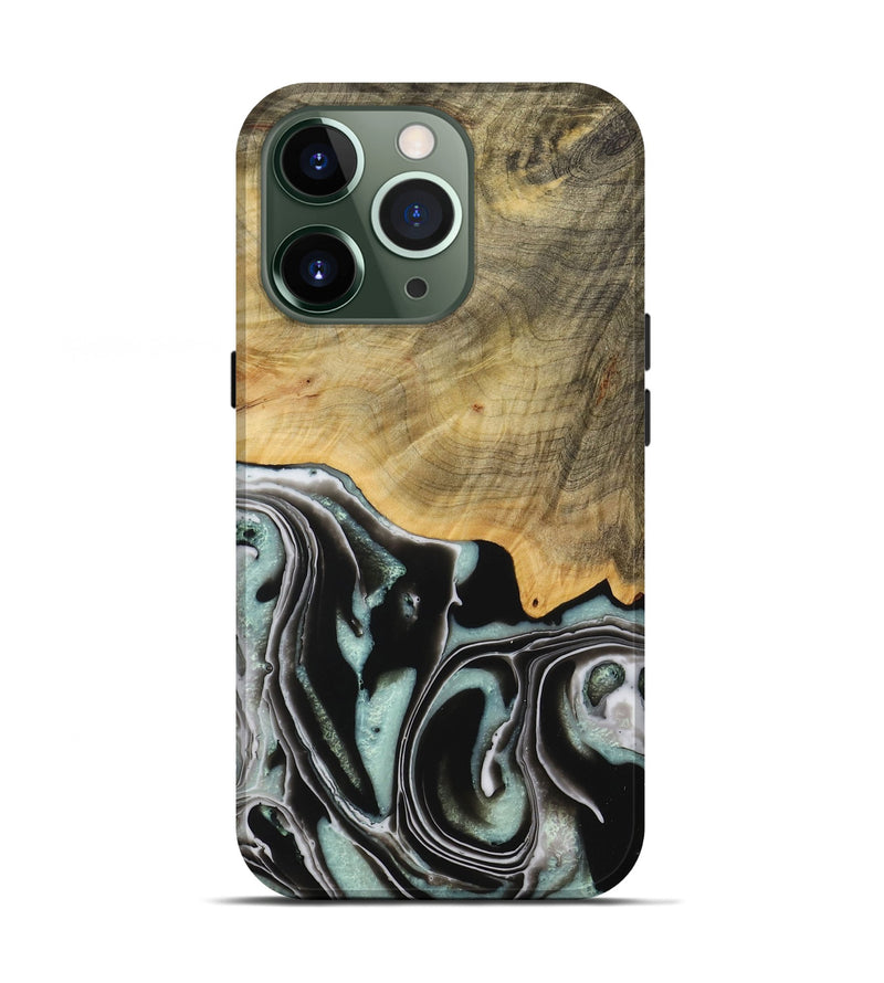 iPhone 13 Pro Wood Live Edge Phone Case - Emilda (Green, 730993)