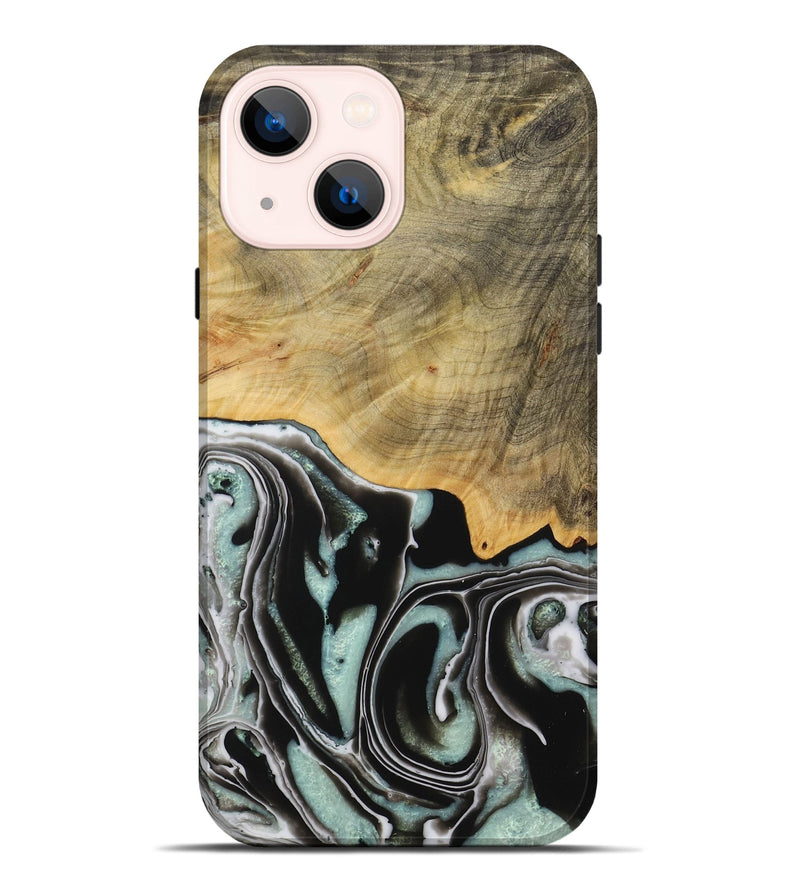 iPhone 14 Plus Wood Live Edge Phone Case - Emilda (Green, 730993)