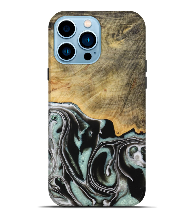 iPhone 14 Pro Max Wood Live Edge Phone Case - Emilda (Green, 730993)