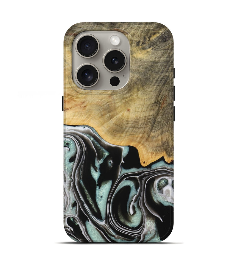 iPhone 16 Pro Wood Live Edge Phone Case - Emilda (Green, 730993)