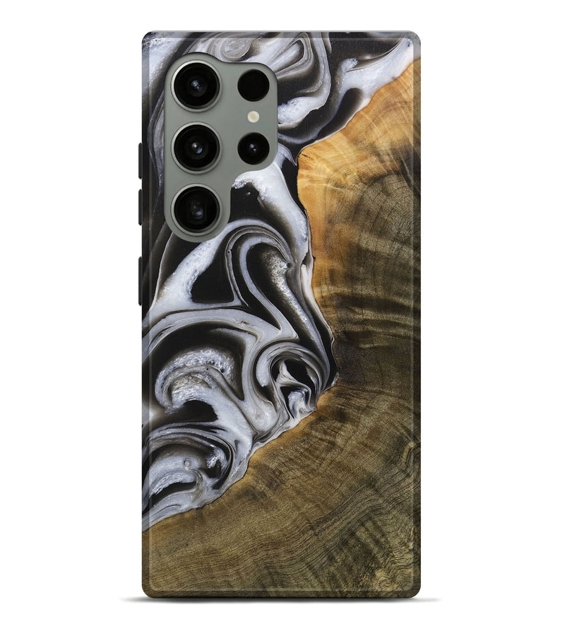 Galaxy S24 Ultra Wood Live Edge Phone Case - Margie (Black & White, 730997)