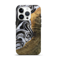 iPhone 15 Pro Wood Live Edge Phone Case - Margie (Black & White, 730997)