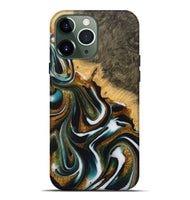 iPhone 13 Pro Max Wood Live Edge Phone Case - Corine (Teal & Gold, 730999)