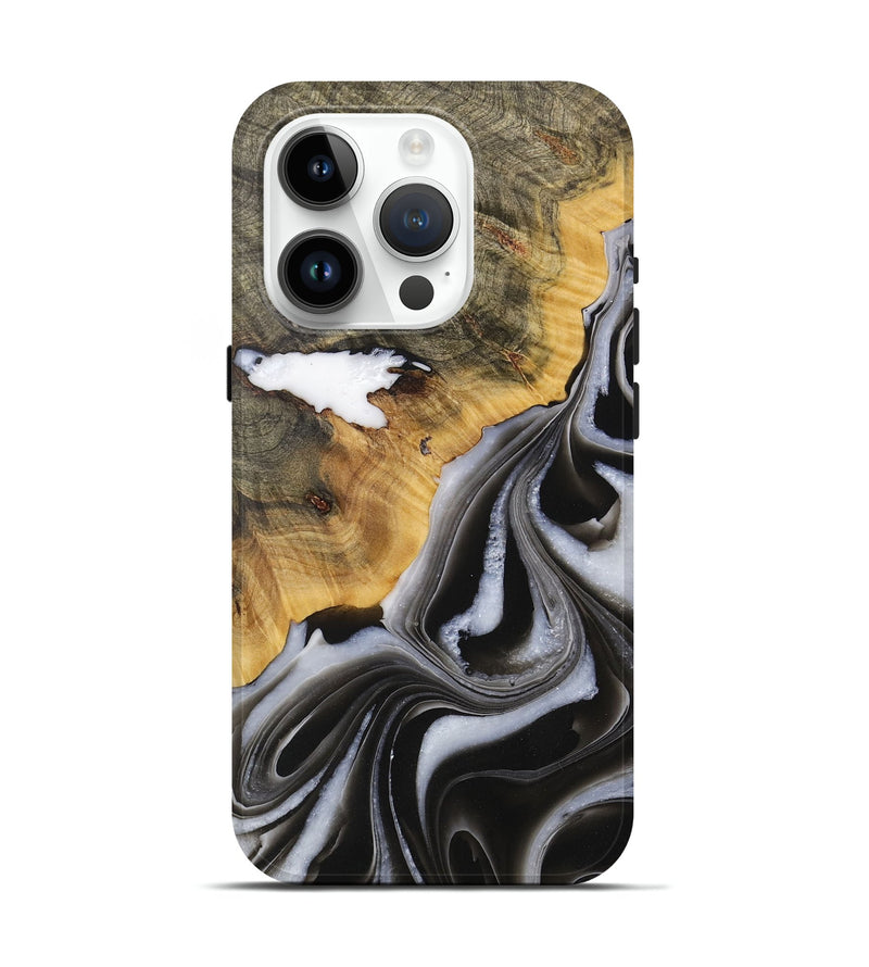 iPhone 15 Pro Wood Live Edge Phone Case - Burton (Black & White, 731000)