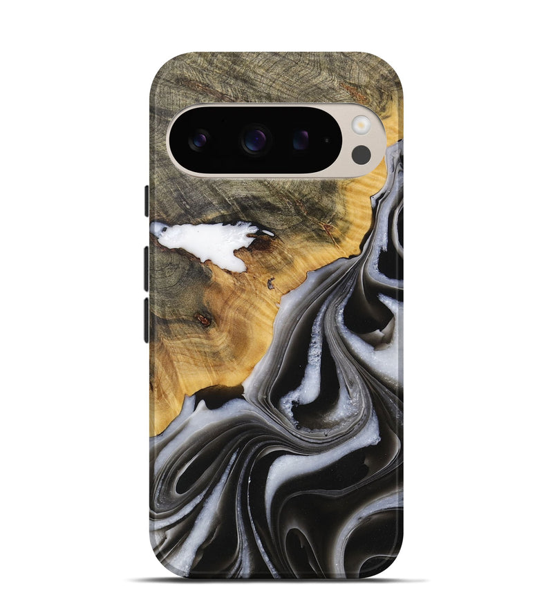 Pixel 9 Wood Live Edge Phone Case - Burton (Black & White, 731000)