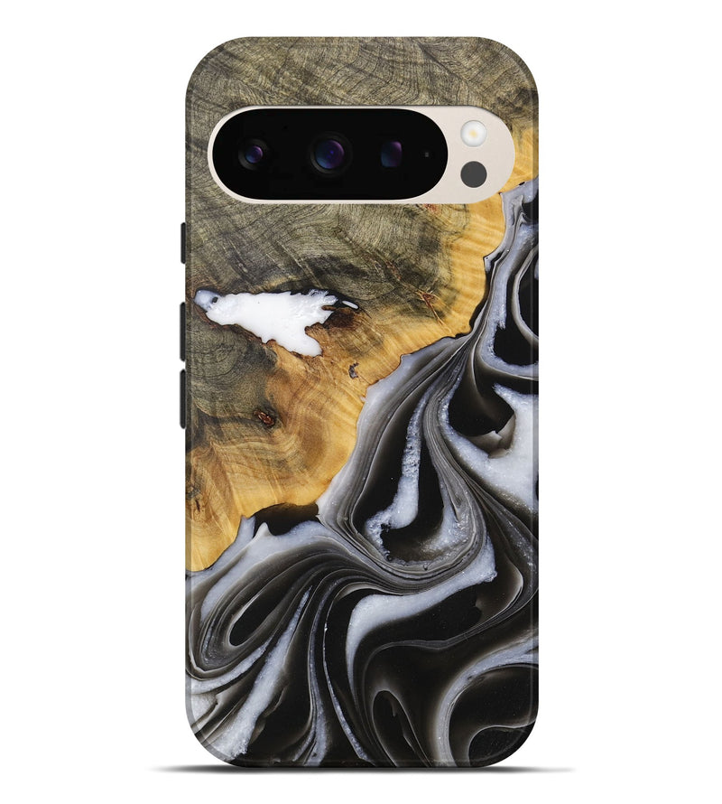 Pixel 9 Pro XL Wood Live Edge Phone Case - Burton (Black & White, 731000)