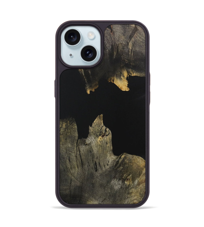 iPhone 15 Wood Phone Case - Leaton (Pure Black, 731012)