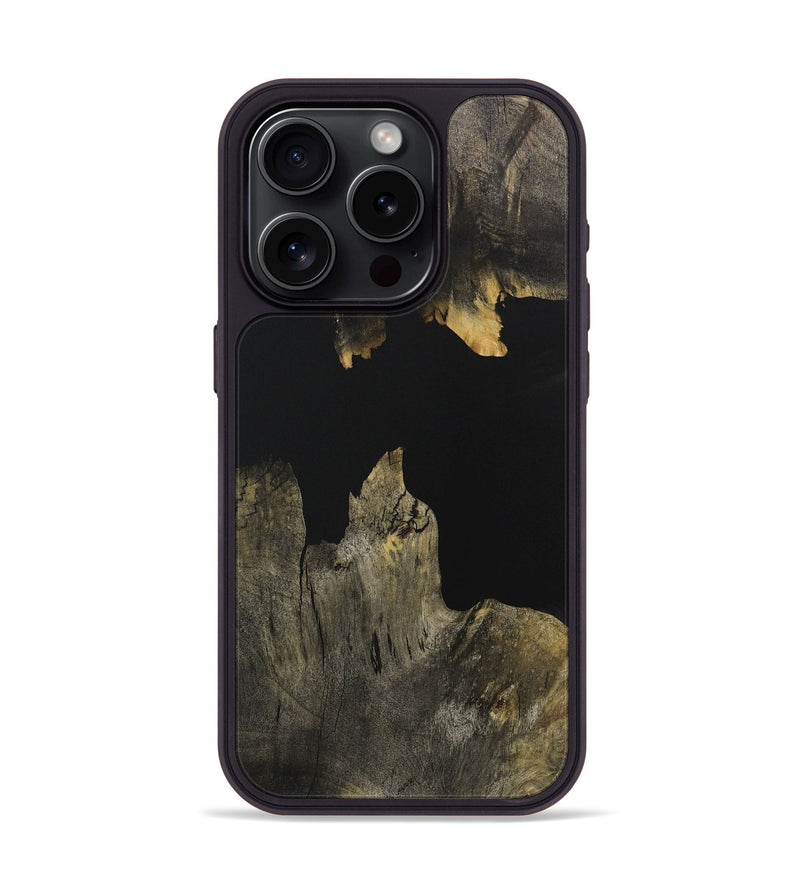 iPhone 15 Pro Wood Phone Case - Leaton (Pure Black, 731012)