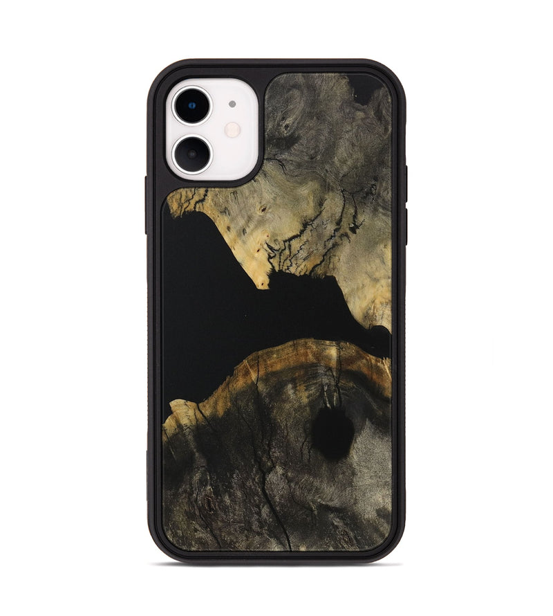 iPhone 11 Wood Phone Case - Myrtie (Pure Black, 731025)