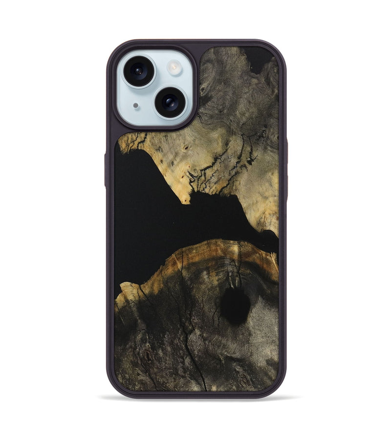 iPhone 15 Wood Phone Case - Myrtie (Pure Black, 731025)