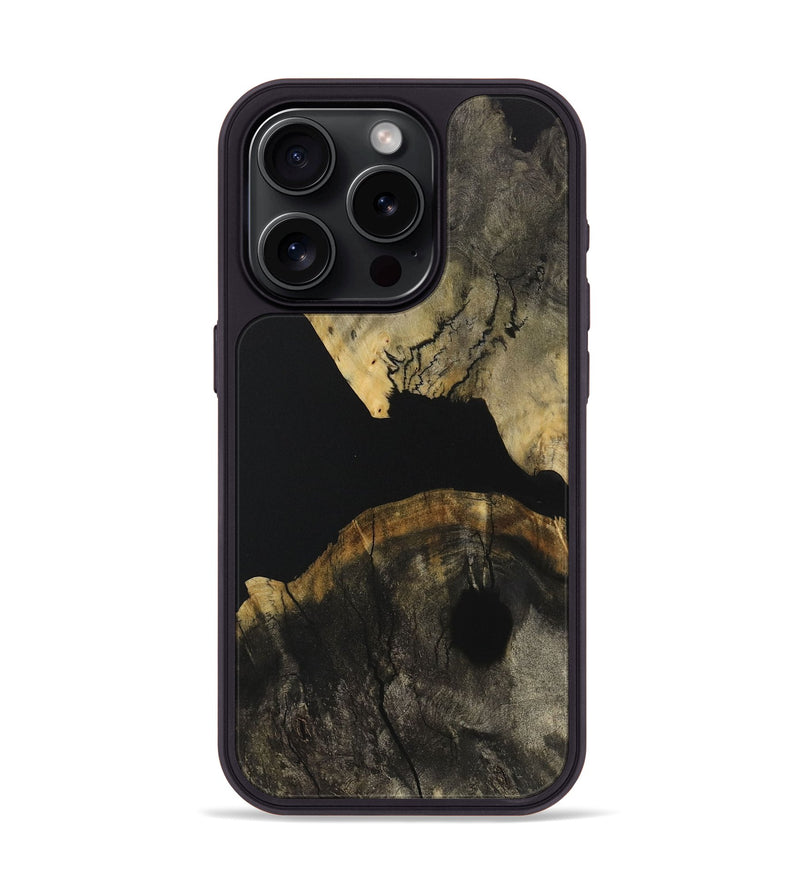 iPhone 15 Pro Wood Phone Case - Myrtie (Pure Black, 731025)