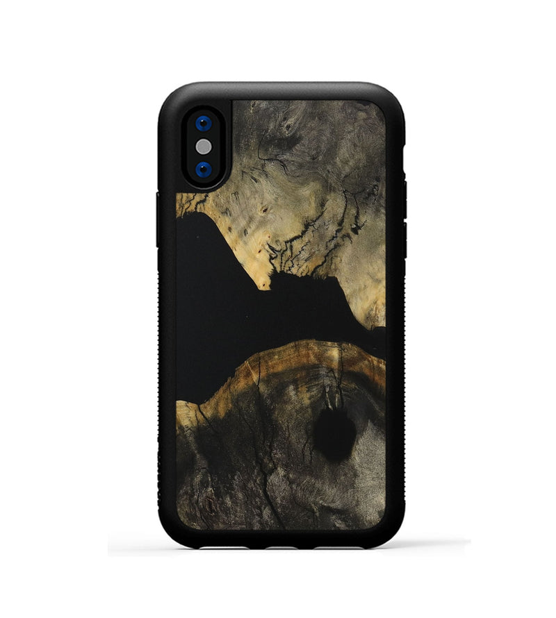 iPhone Xs Wood Phone Case - Myrtie (Pure Black, 731025)