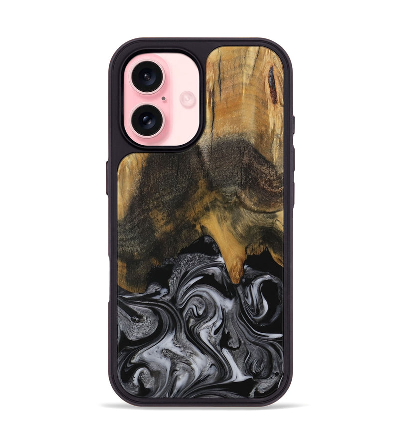 iPhone 16 Wood Phone Case - Gerti (Black & White, 731050)