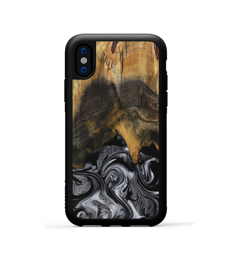 iPhone Xs Wood Phone Case - Gerti (Black & White, 731050)