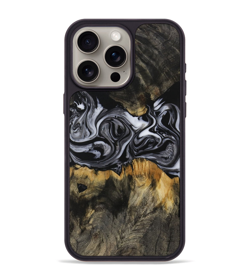 iPhone 15 Pro Max Wood Phone Case - Beryle (Black & White, 731070)