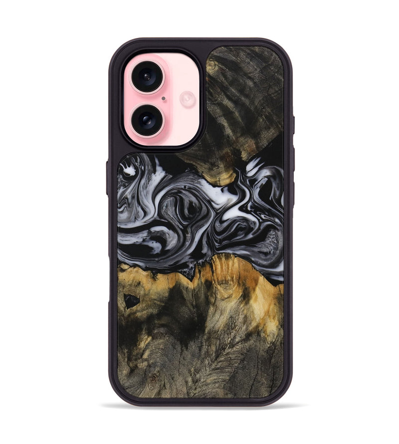 iPhone 16 Wood Phone Case - Beryle (Black & White, 731070)