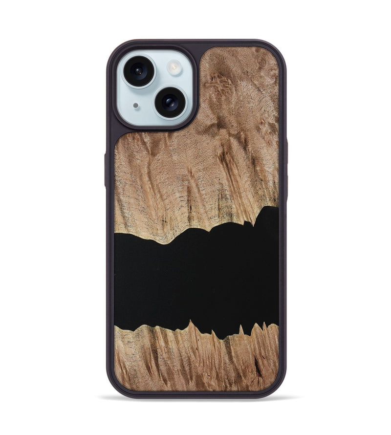 iPhone 15 Wood Phone Case - Randee (Pure Black, 731093)