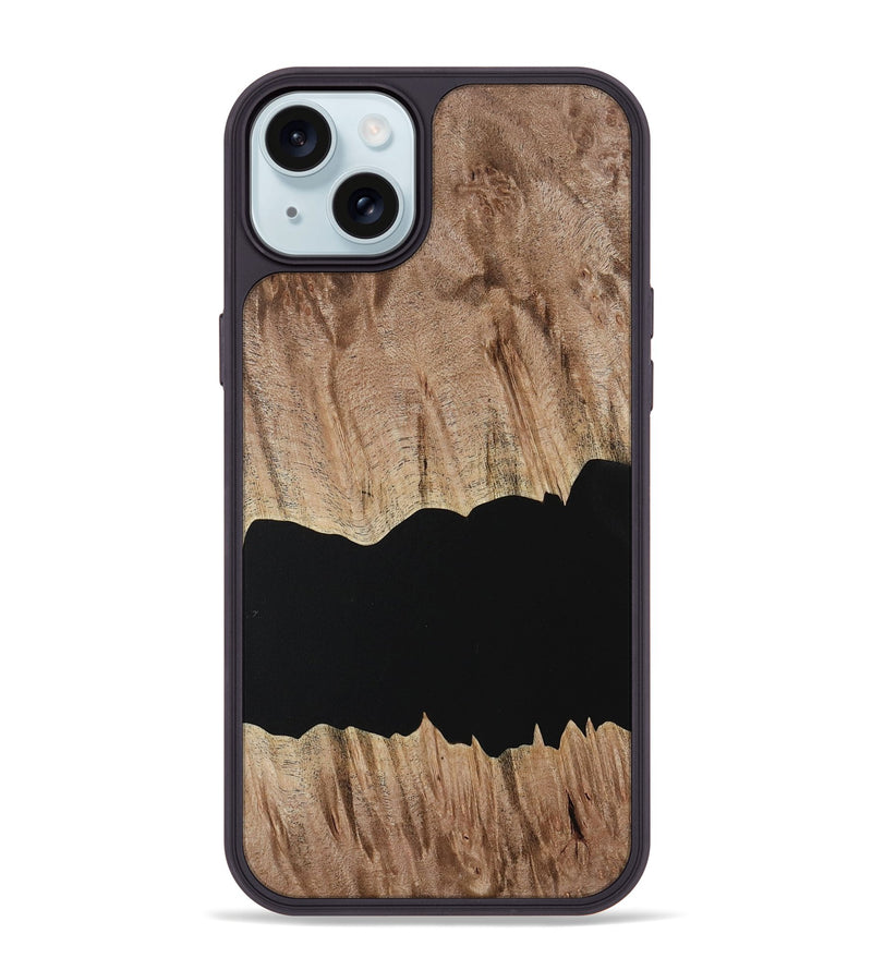 iPhone 15 Plus Wood Phone Case - Randee (Pure Black, 731093)