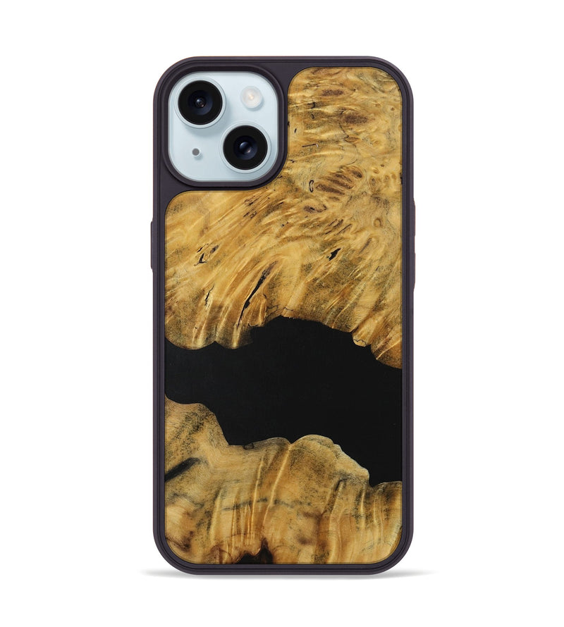 iPhone 15 Wood Phone Case - Lenna (Pure Black, 731250)