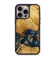 iPhone 15 Pro Max Wood Phone Case - Virgel (Teal & Gold, 731254)