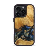 iPhone 16 Pro Wood Phone Case - Virgel (Teal & Gold, 731254)