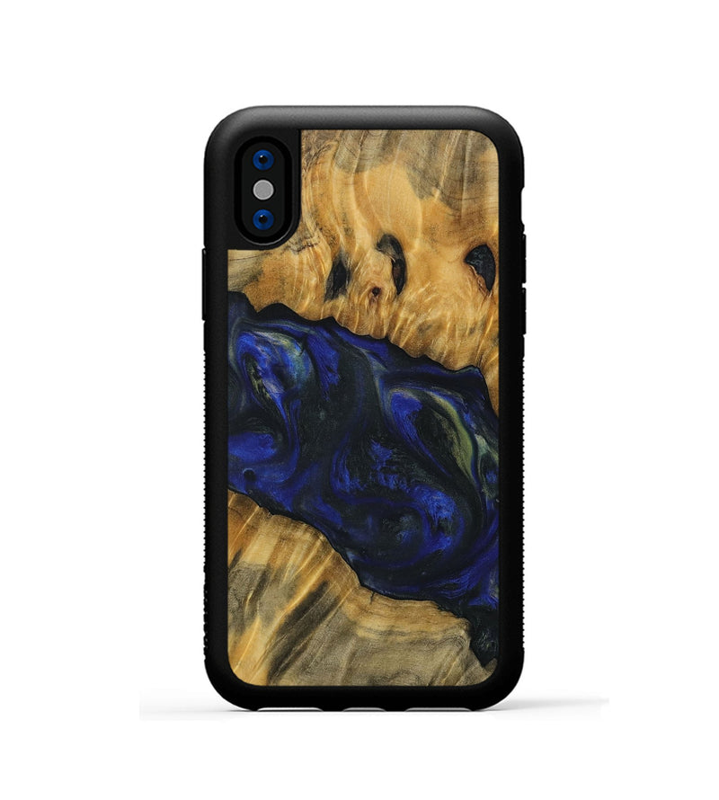 iPhone Xs Wood Phone Case - Anne (Blue, 731255)