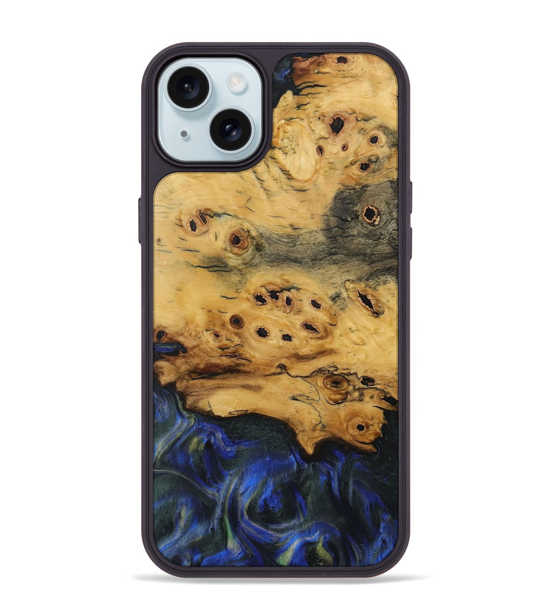 iPhone 15 Plus Wood Phone Case - Tish (Blue, 731256)