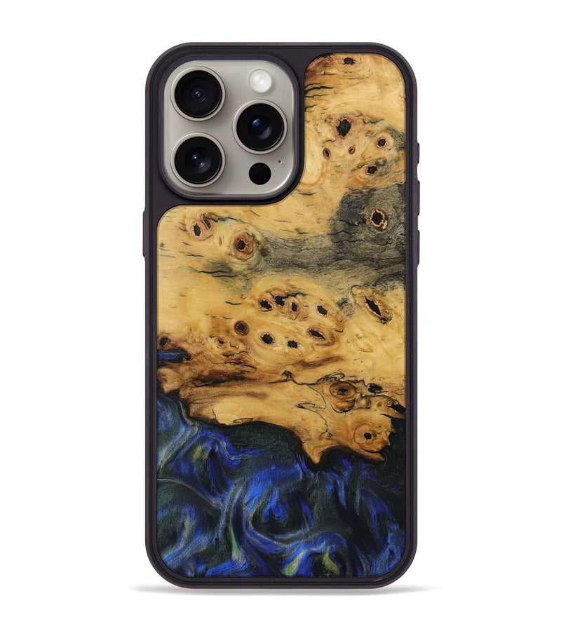 iPhone 15 Pro Max Wood Phone Case - Tish (Blue, 731256)