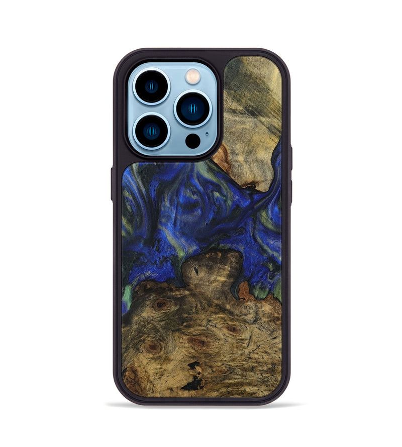 iPhone 14 Pro Wood Phone Case - Delma (Blue, 731259)