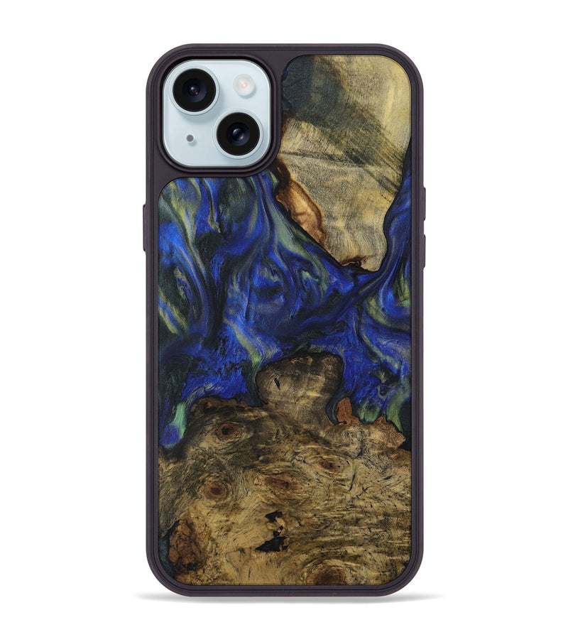 iPhone 15 Plus Wood Phone Case - Delma (Blue, 731259)