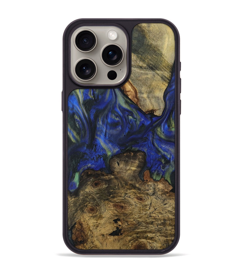 iPhone 15 Pro Max Wood Phone Case - Delma (Blue, 731259)