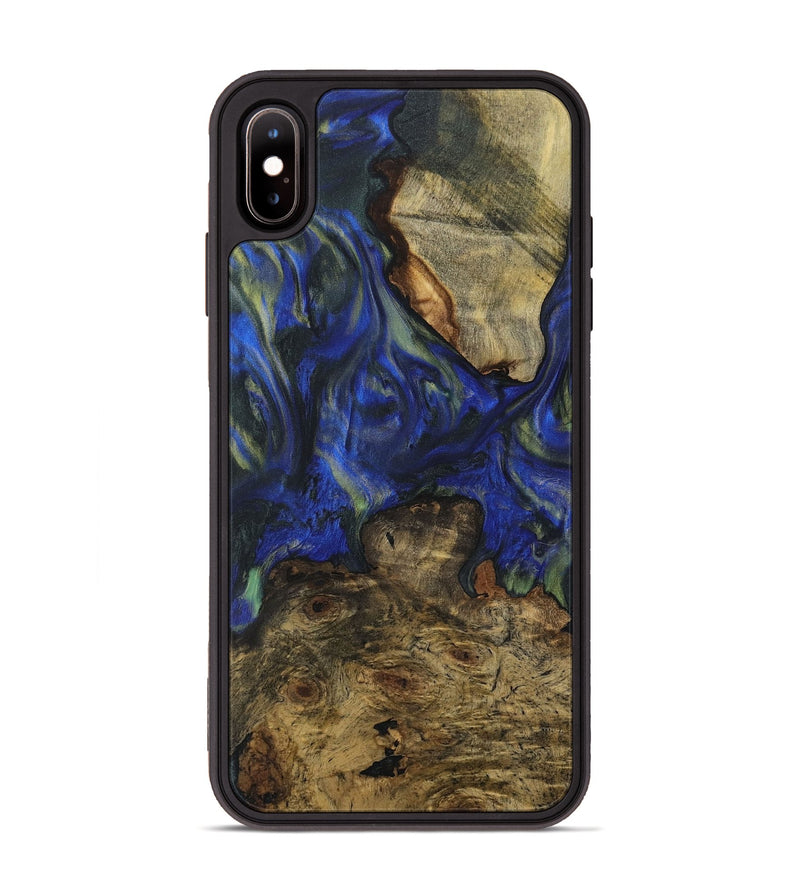 iPhone Xs Max Wood Phone Case - Delma (Blue, 731259)