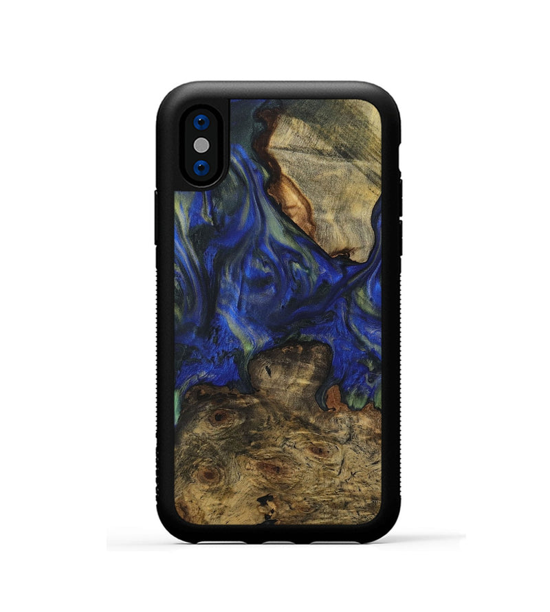 iPhone Xs Wood Phone Case - Delma (Blue, 731259)