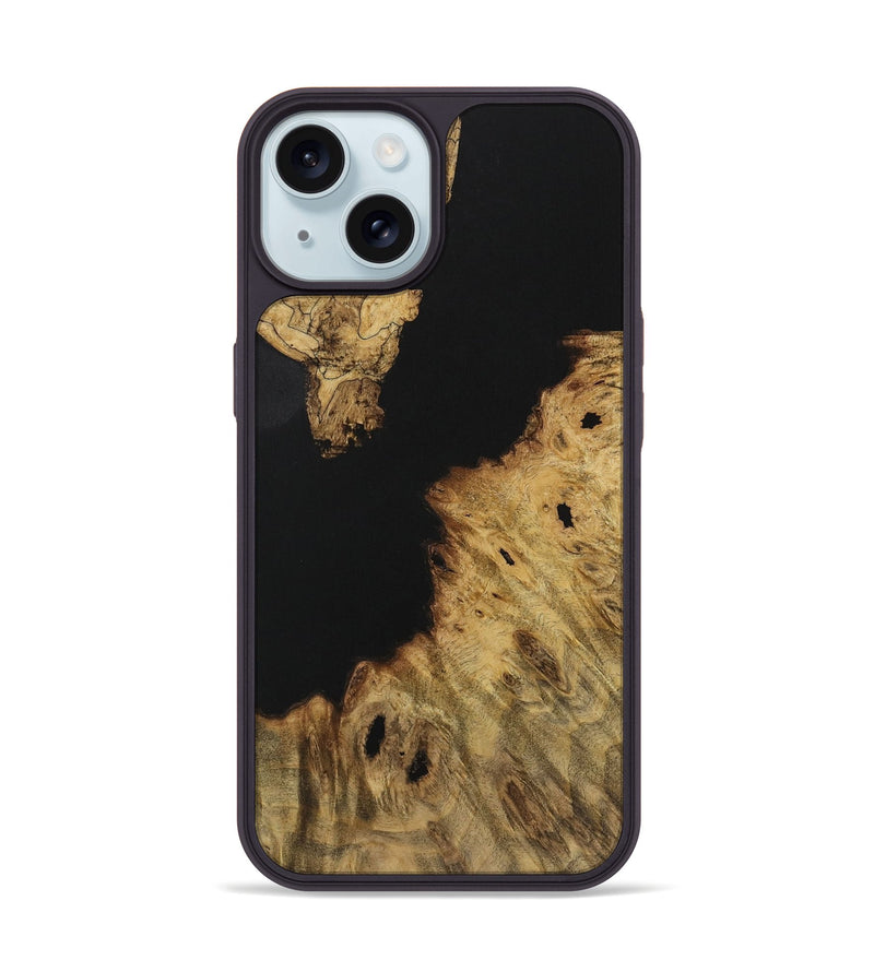 iPhone 15 Wood Phone Case - Renelle (Pure Black, 731263)