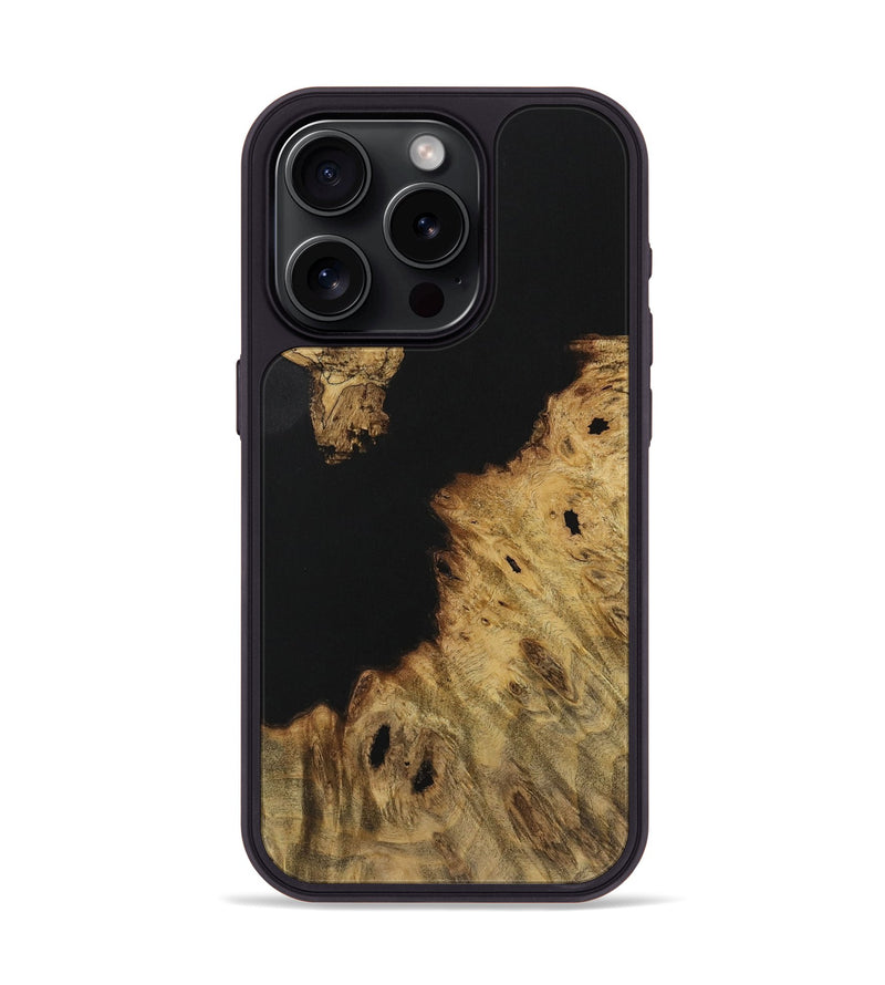 iPhone 15 Pro Wood Phone Case - Renelle (Pure Black, 731263)