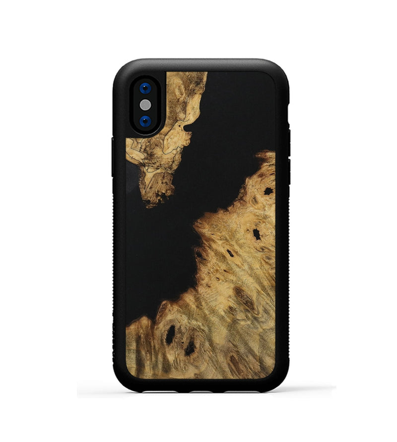 iPhone Xs Wood Phone Case - Renelle (Pure Black, 731263)