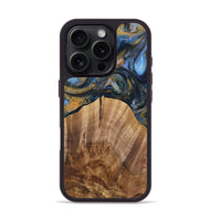 iPhone 16 Pro Wood Phone Case - Zita (Teal & Gold, 731266)