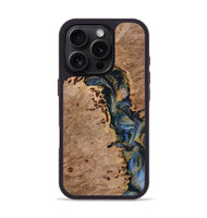 iPhone 16 Pro Wood Phone Case - Pascal (Teal & Gold, 731267)