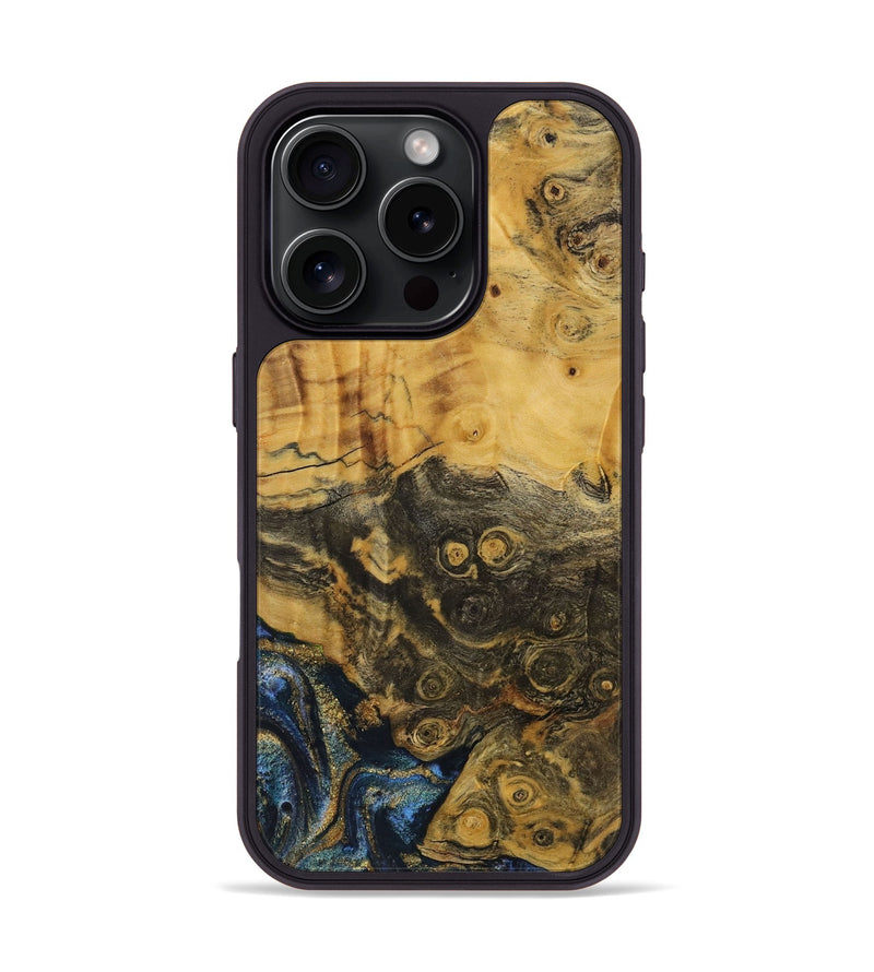 iPhone 16 Pro Wood Phone Case - Tobi (Teal & Gold, 731277)