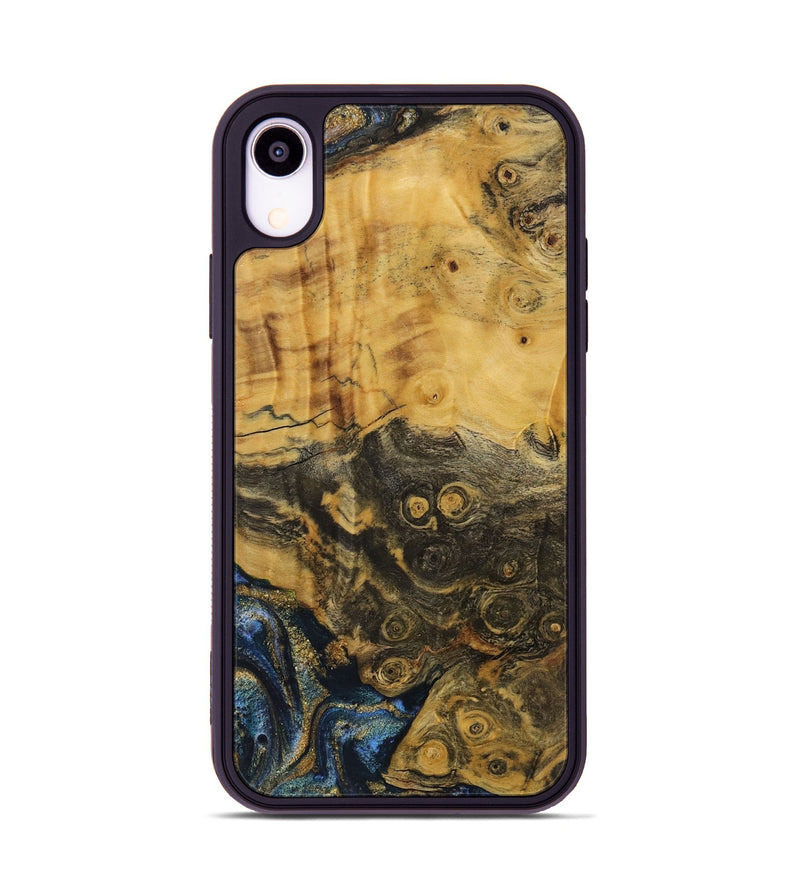 iPhone Xr Wood Phone Case - Tobi (Teal & Gold, 731277)