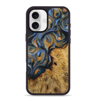 iPhone 16 Plus Wood Phone Case - Cacilia (Teal & Gold, 731279)