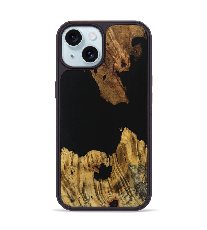 iPhone 15 Wood Phone Case - Lenna (Pure Black, 731281)